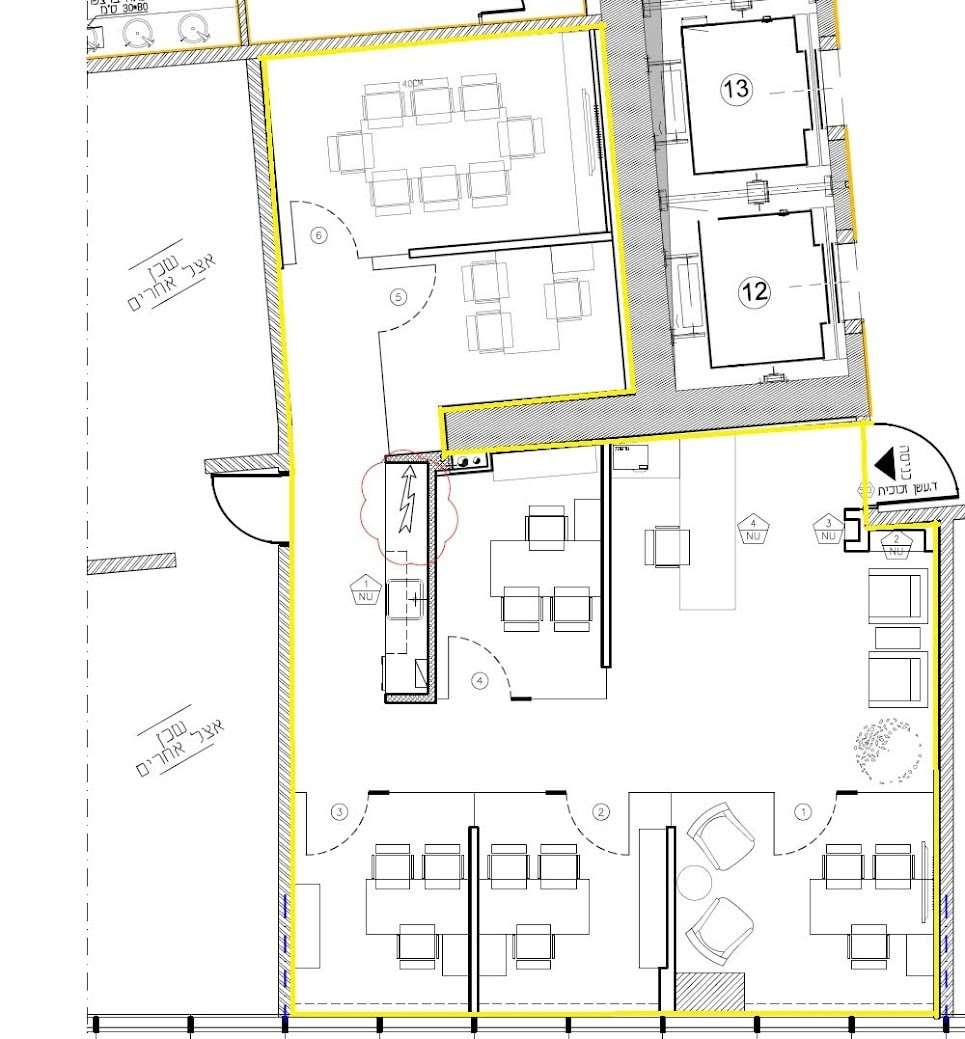 תכנית חלוקה של המשרד- 150 מ"ר במידטאון
