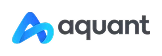 לוגו "A" גיאומטרי בצבעי כחול ותכלת לצד המילה "Aquant" בגופן אפור על רקע שקוף.