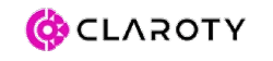 לוגו Claroty כולל סמל עגול ורוד משמאל לשם החברה באותיות גדולות בצבע שחור.