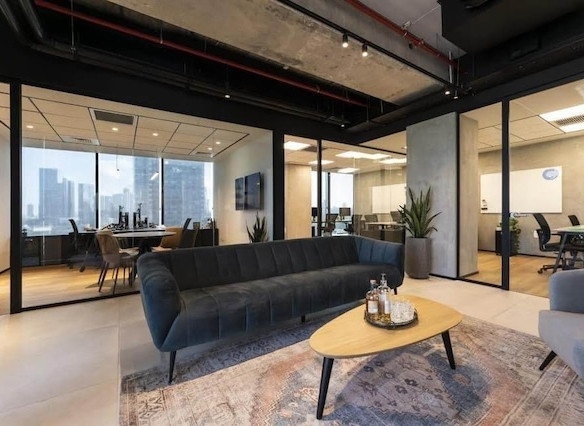 לאונג משרד להשכרה עם מרפסת במגדל סוזוקי ת״א, קומה 8, 400 מ״ר (Cervello)