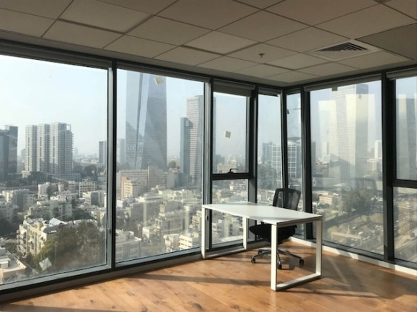 נוף משרד מרוהט להשכרה במגדלי אלון בתל אביב, 400 מטר